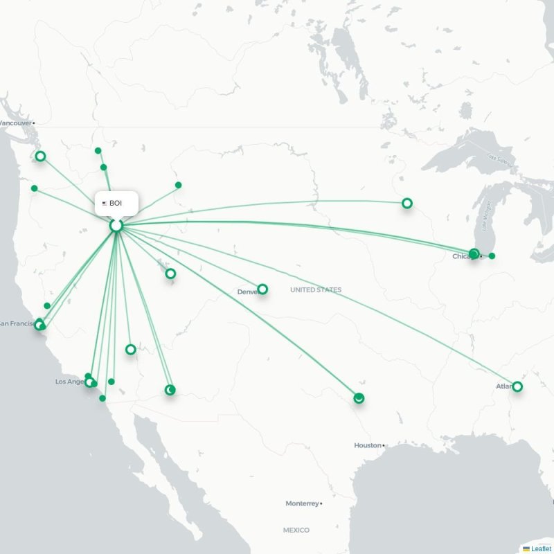 BOI - LAX route map