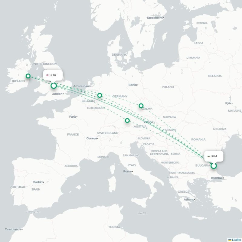 BOJ - BHX route map