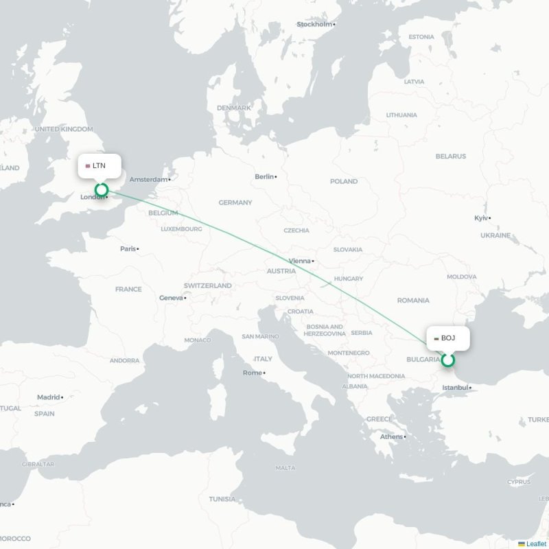 BOJ - LTN route map