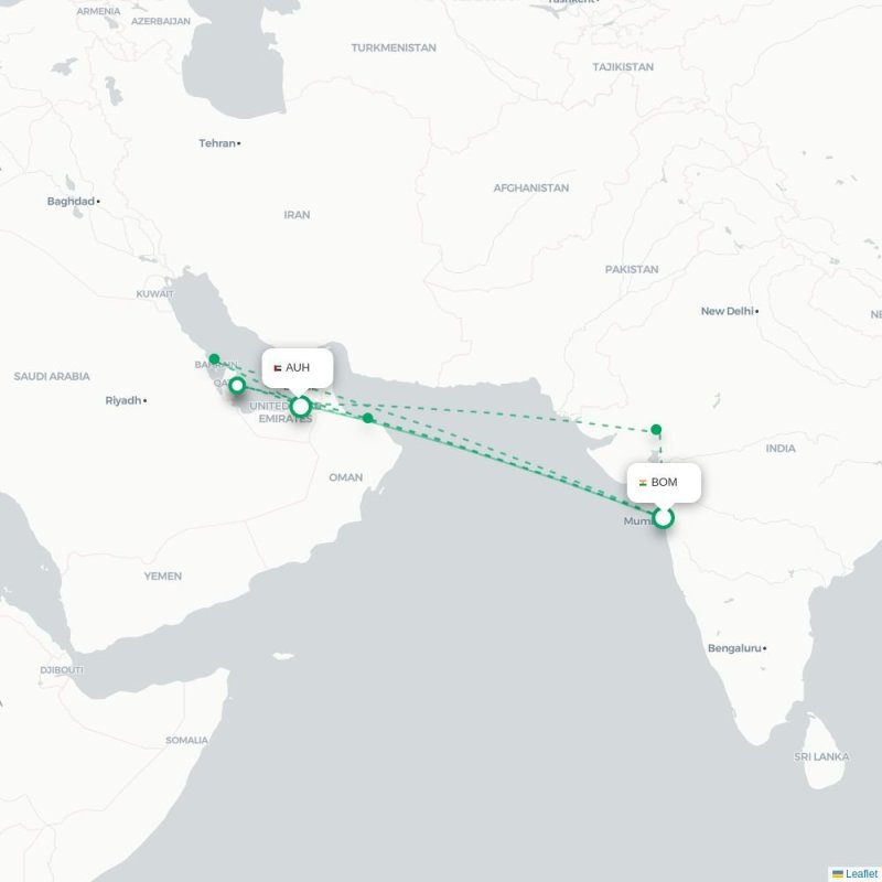 BOM - AUH route map