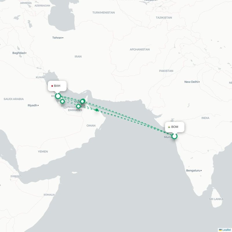 BOM - BAH route map