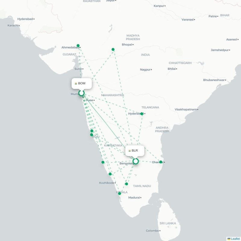 BOM - BLR route map