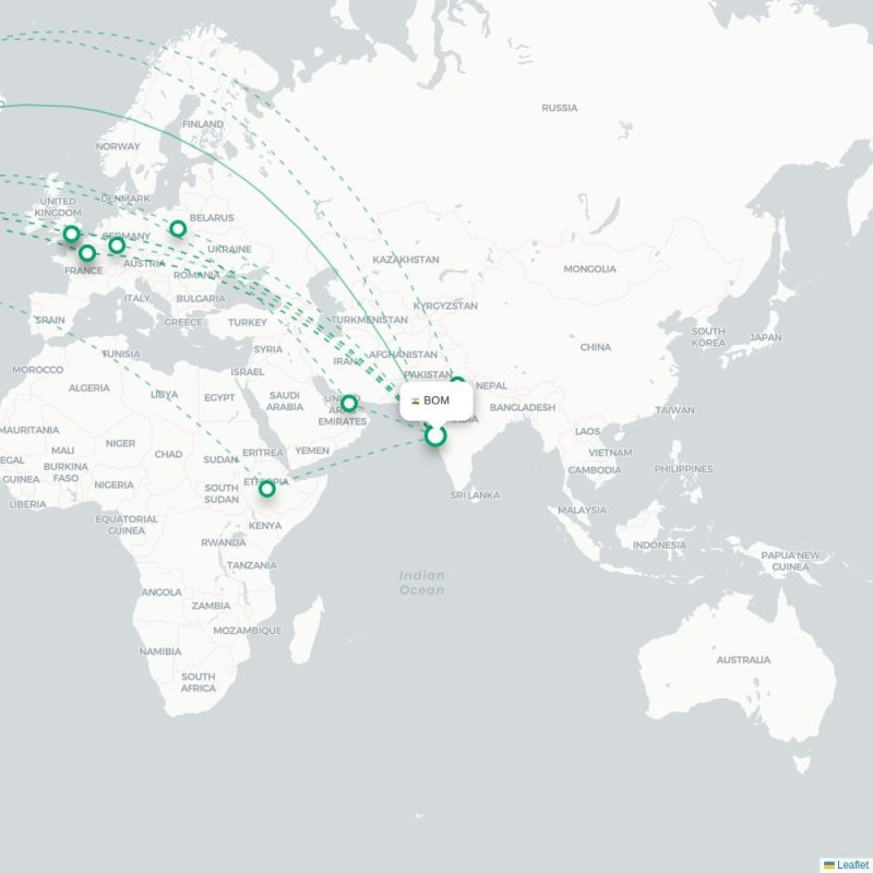 BOM - EWR route map