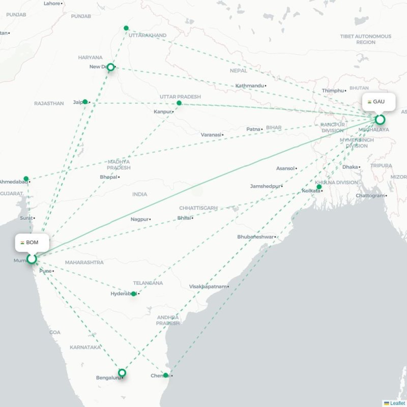 BOM - GAU route map