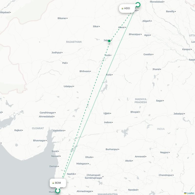 BOM - HDO route map