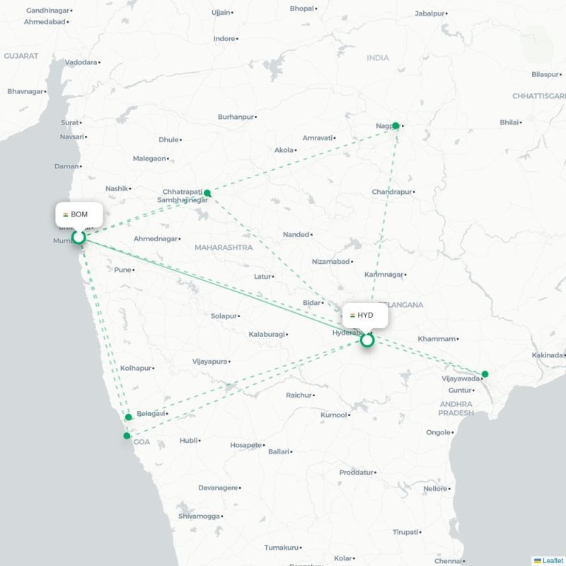 BOM - HYD route map