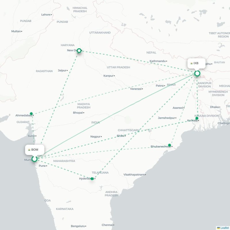 BOM - IXB route map