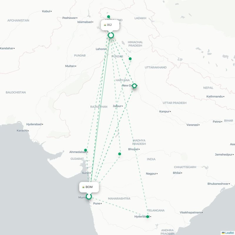 BOM - IXJ route map