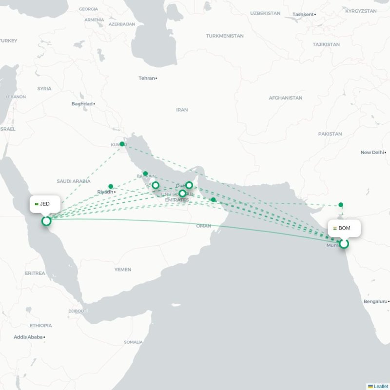 BOM - JED route map