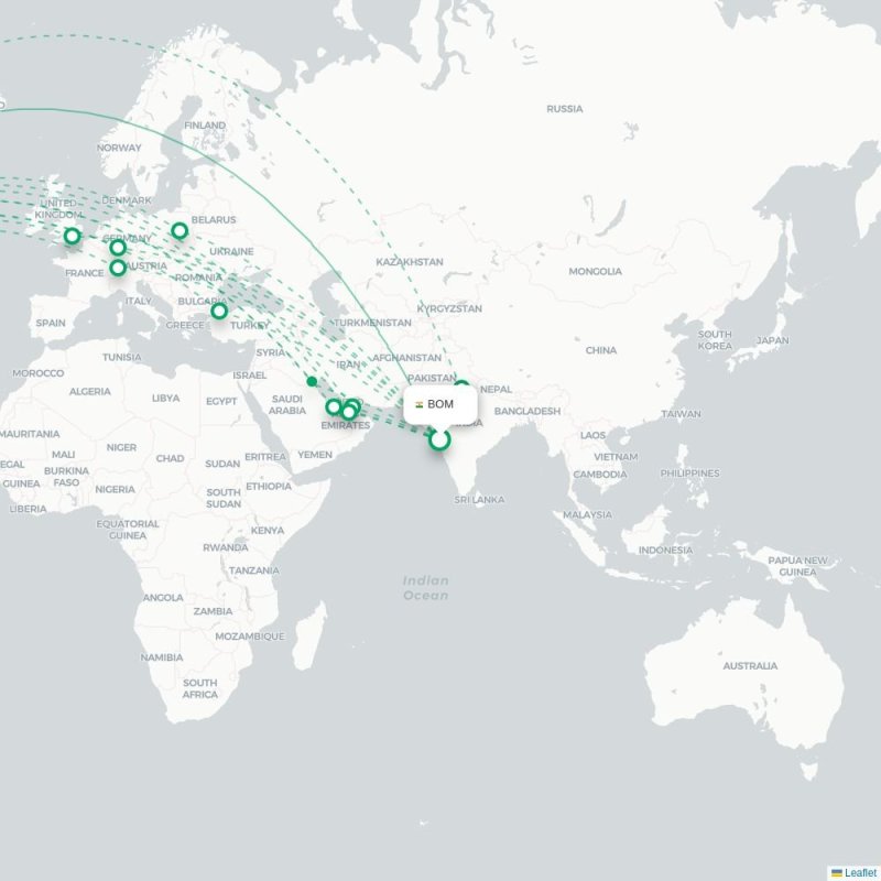 BOM - JFK route map