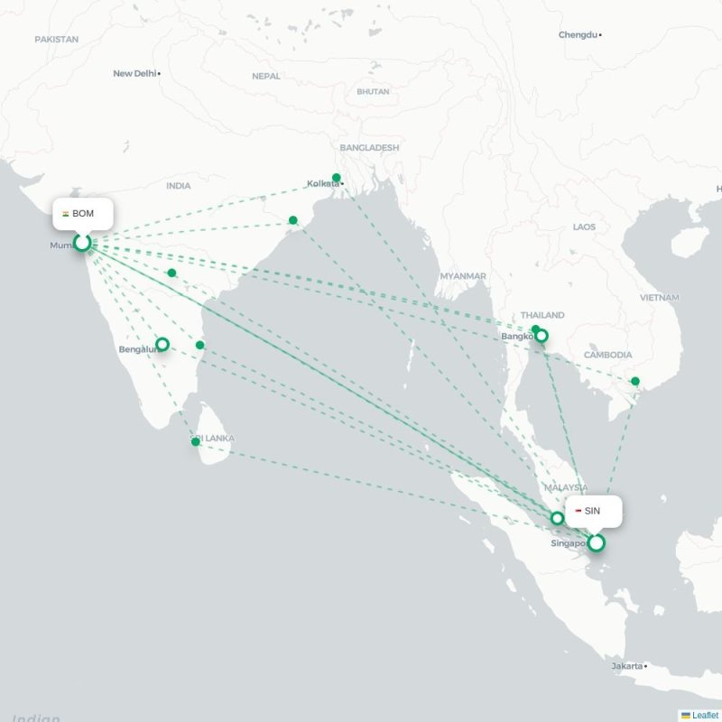 BOM - SIN route map