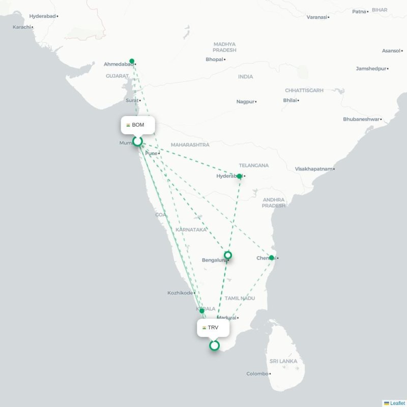 BOM - TRV route map