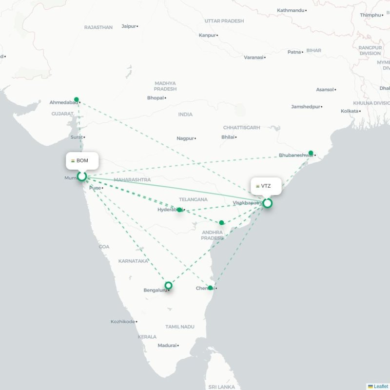 BOM - VTZ route map
