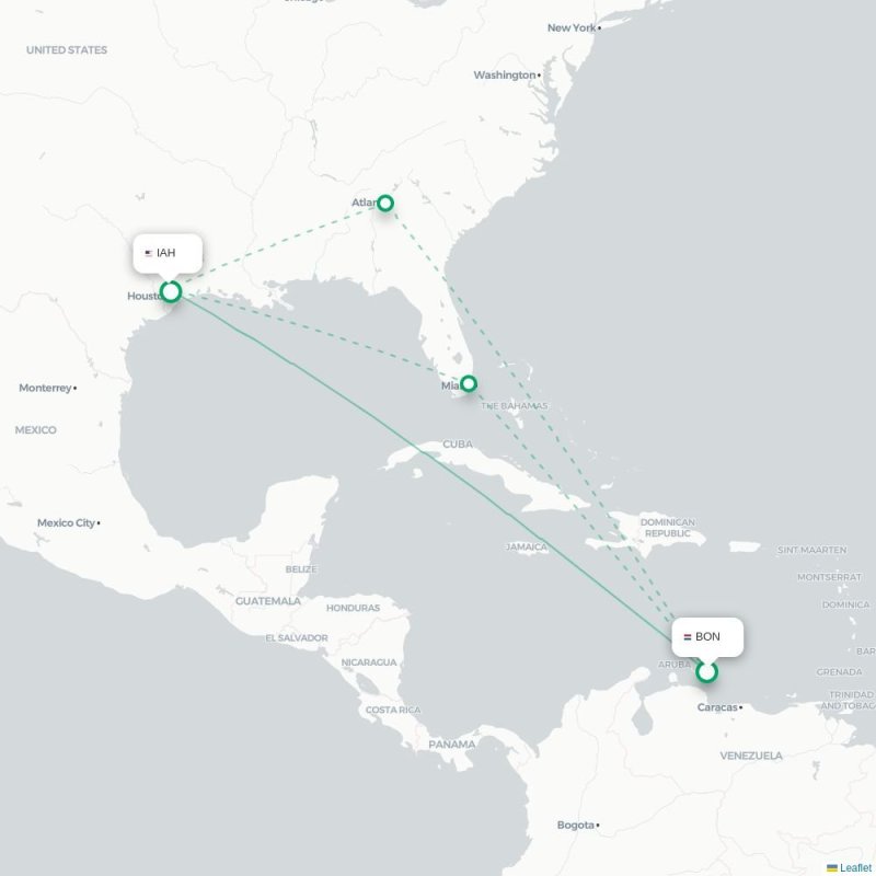 BON - IAH route map