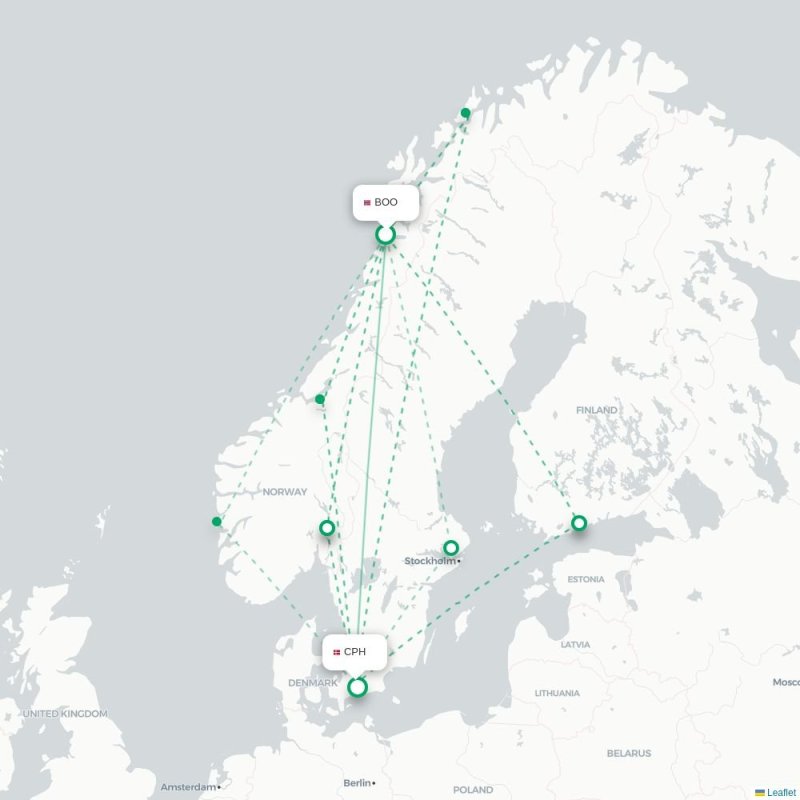 BOO - CPH route map