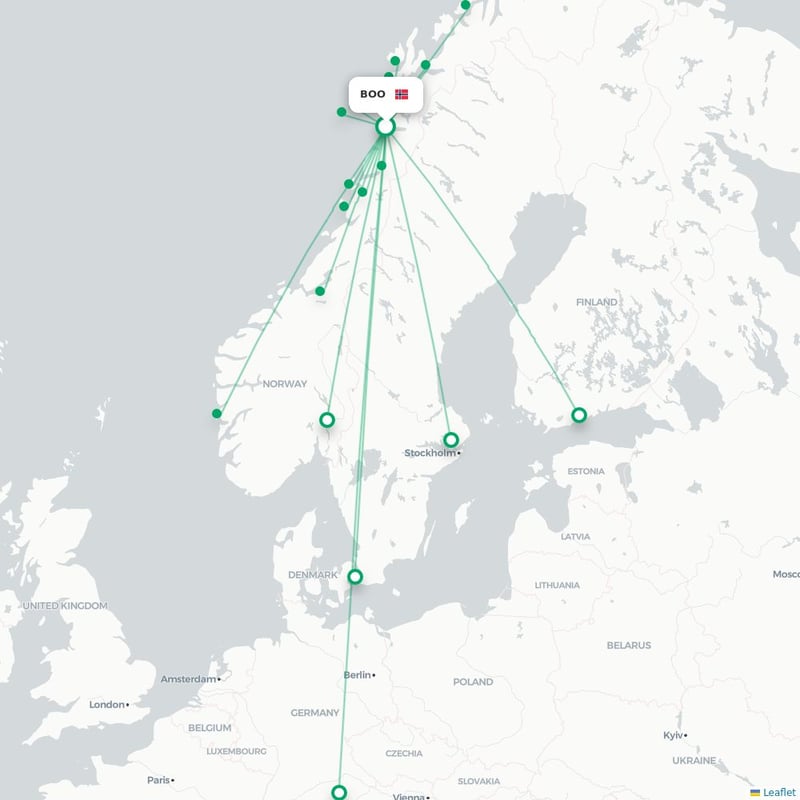 Route map Bodo  BOO airport