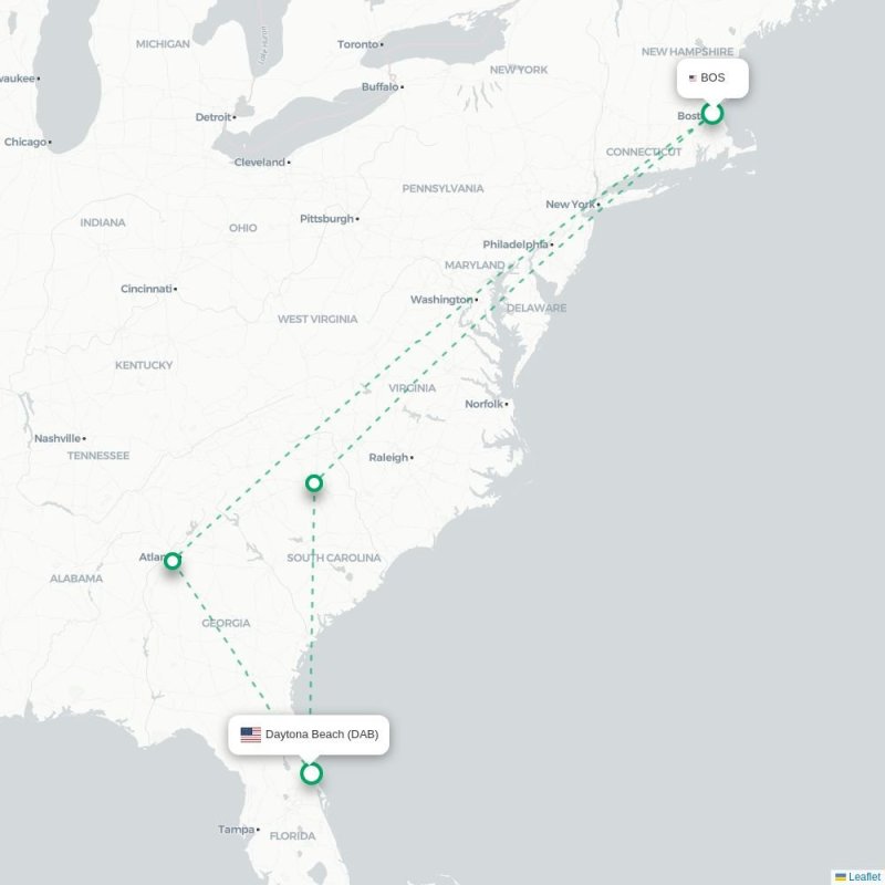 BOS - DAB route map