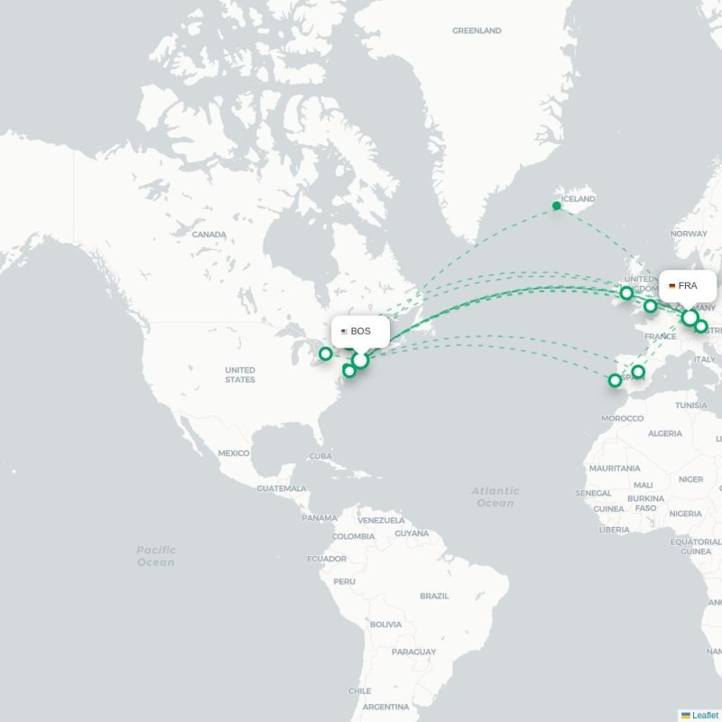 BOS - FRA route map