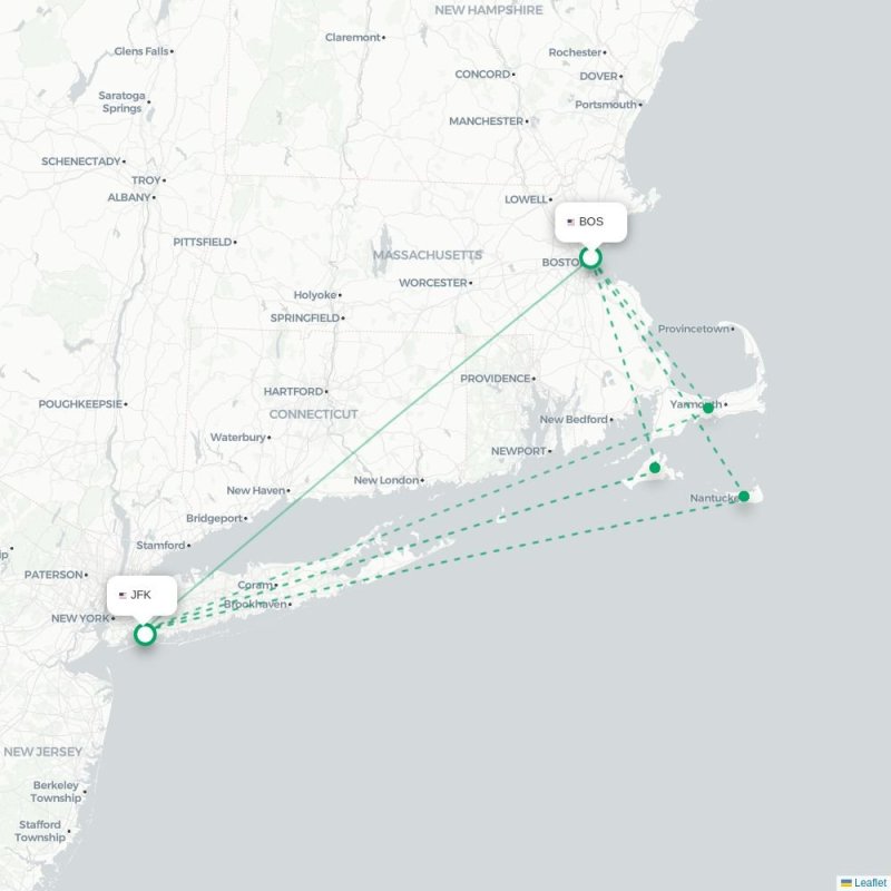 BOS - JFK route map