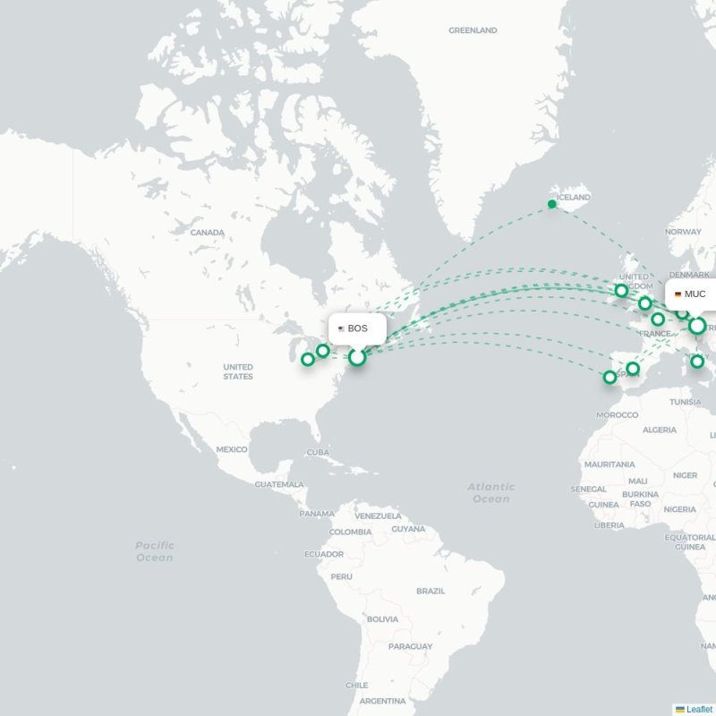 BOS - MUC route map