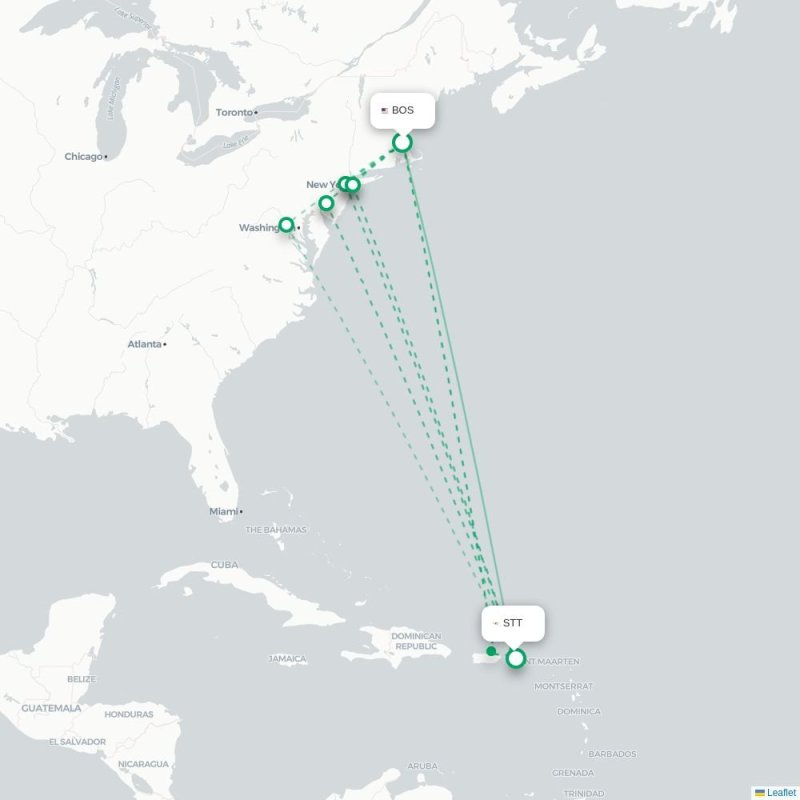 BOS - STT route map