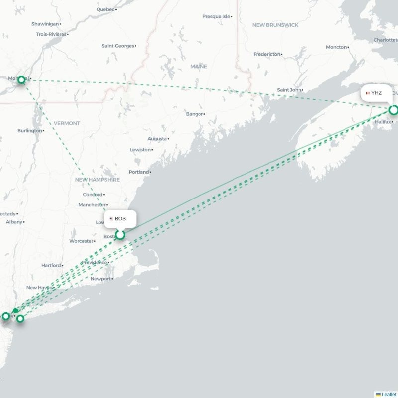 BOS - YHZ route map