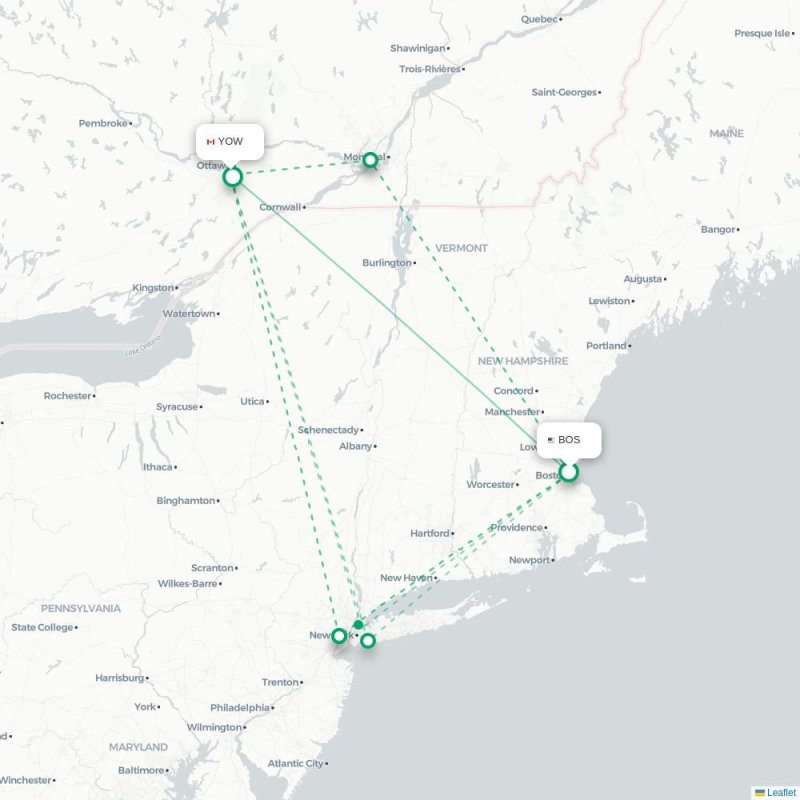 BOS - YOW route map