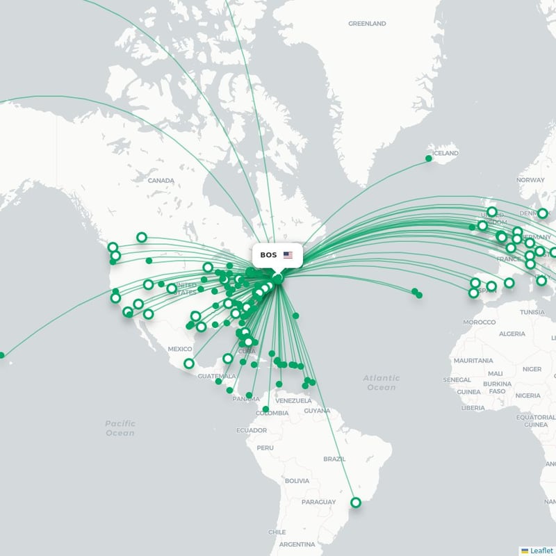 Route map Boston  BOS airport