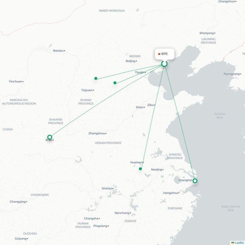 BPE - XIY route map