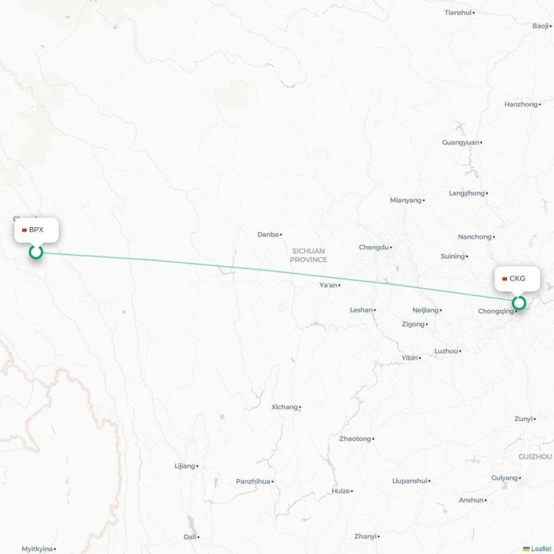 BPX - CKG route map