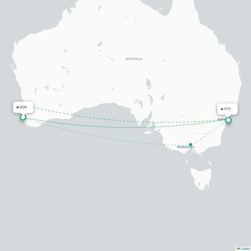 BQB - SYD route map