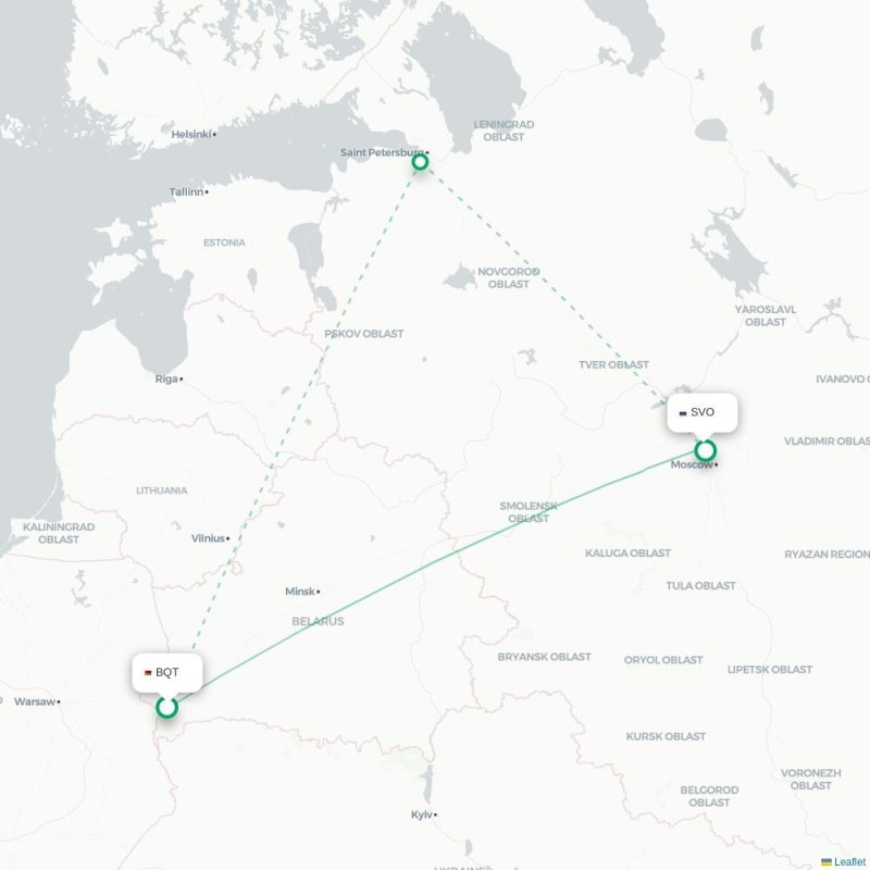 BQT - SVO route map