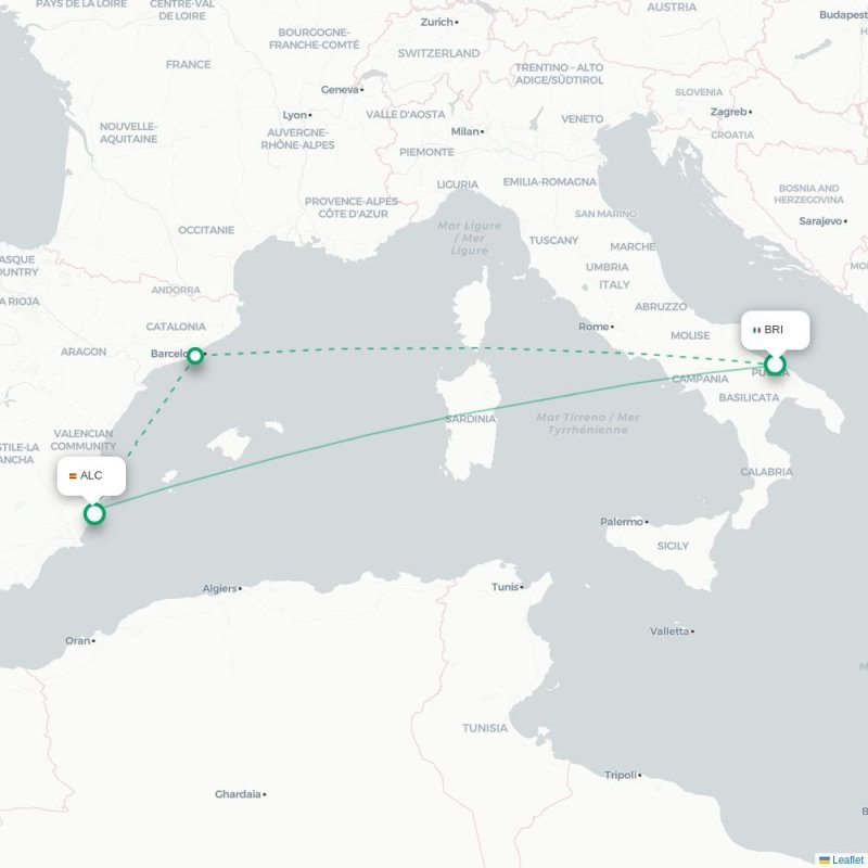 BRI - ALC route map