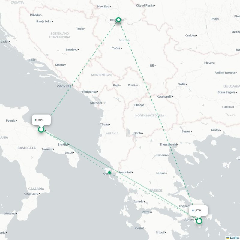 BRI - ATH route map