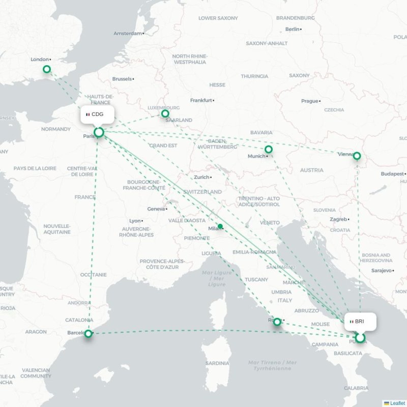 BRI - CDG route map