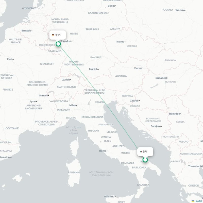 BRI - HHN route map