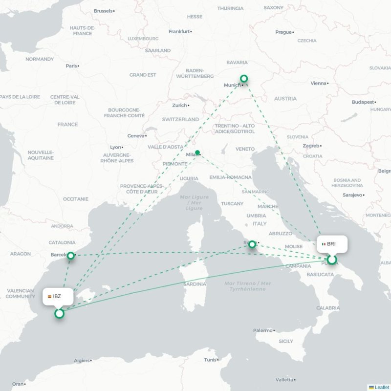 BRI - IBZ route map