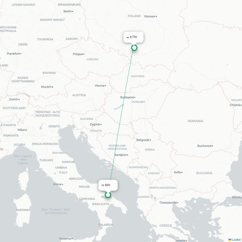 BRI - KTW route map