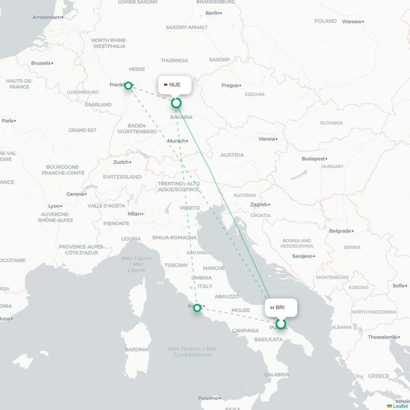 BRI - NUE route map