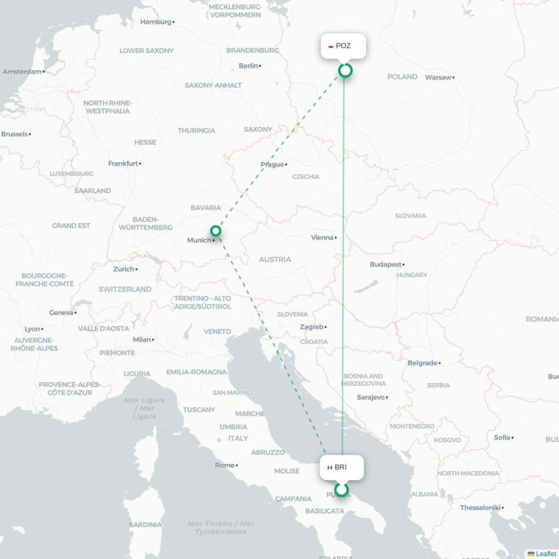 BRI - POZ route map