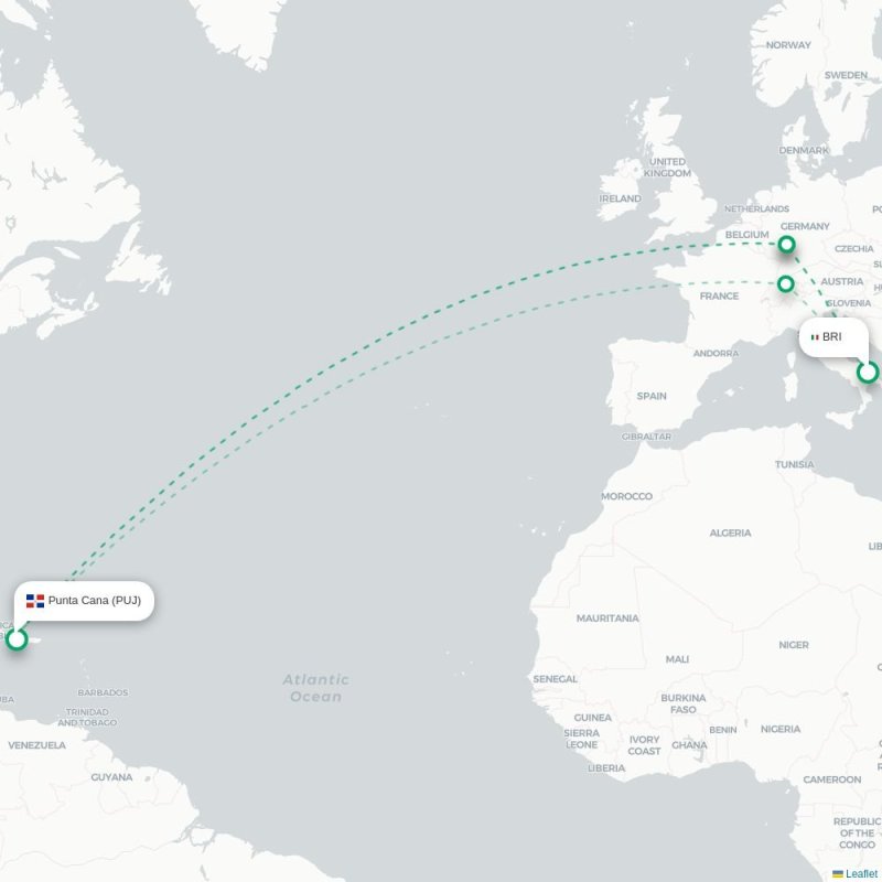 BRI - PUJ route map