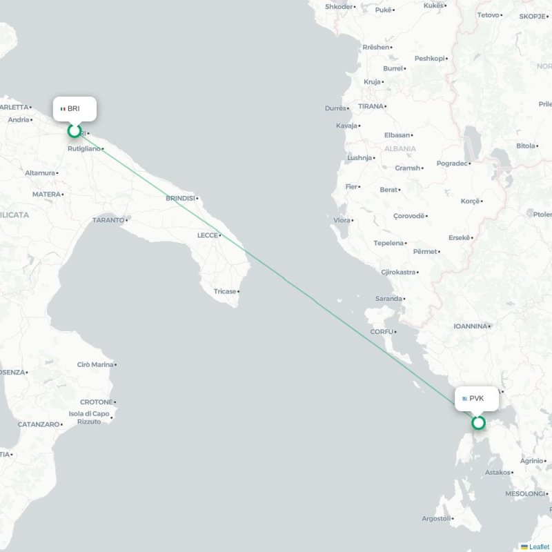 BRI - PVK route map