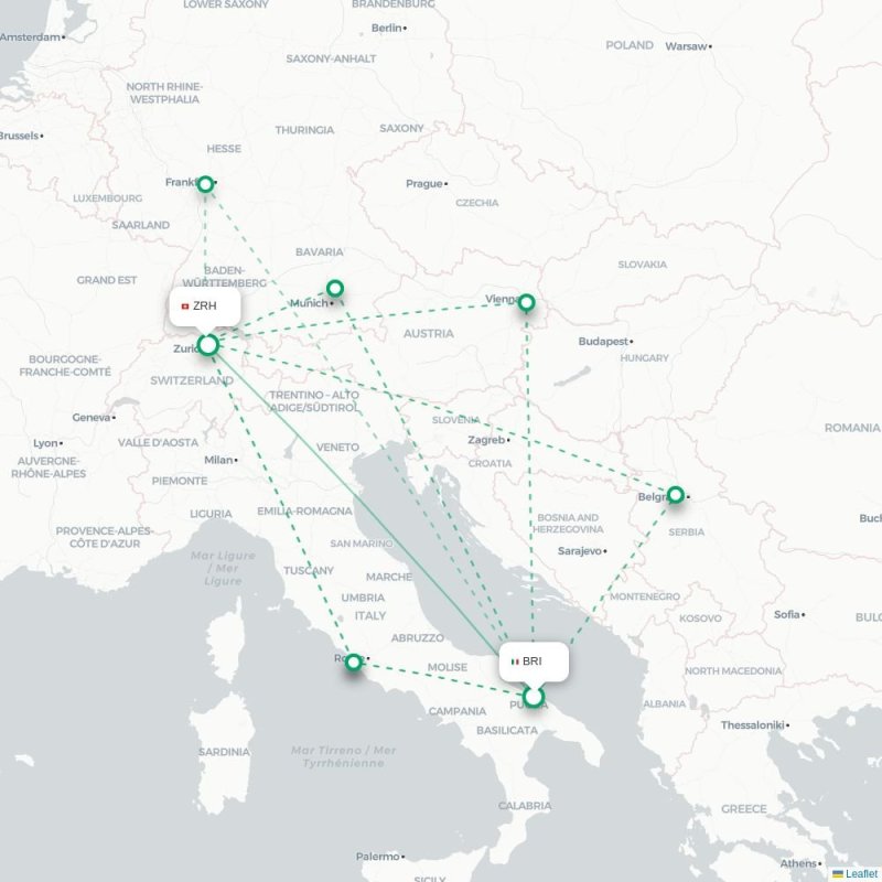 BRI - ZRH route map