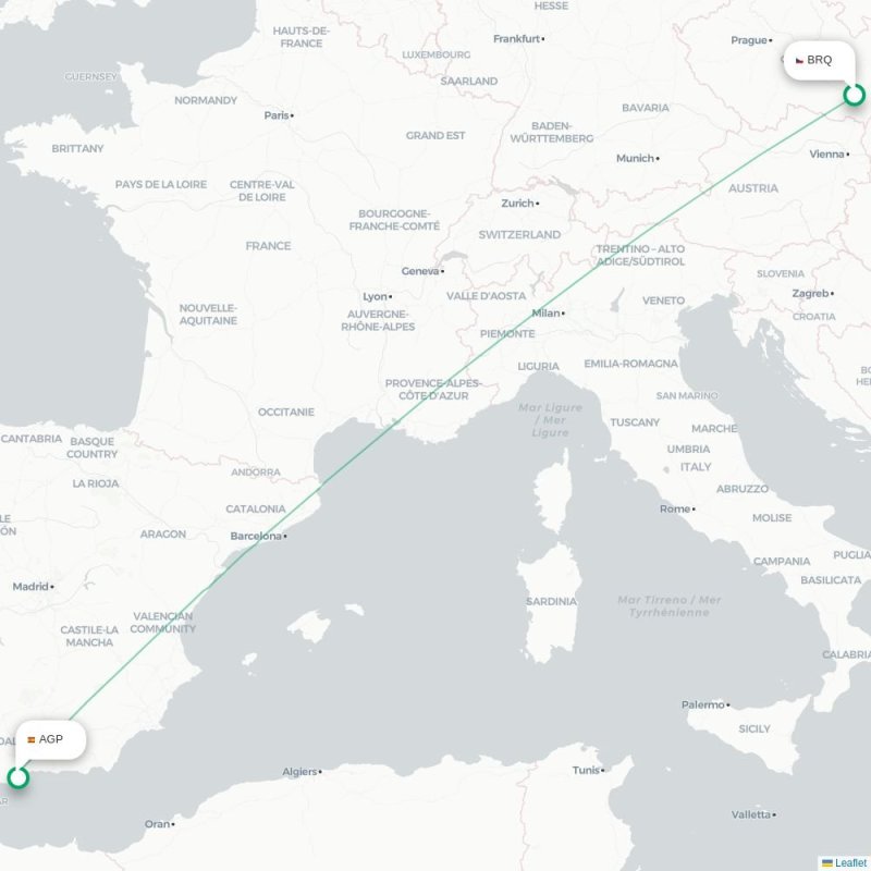 BRQ - AGP route map