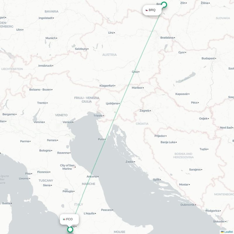BRQ - FCO route map