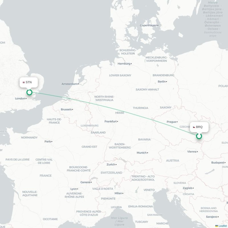BRQ - STN route map