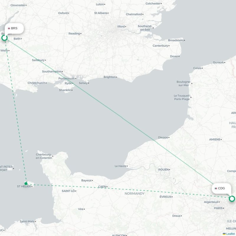 BRS - CDG route map