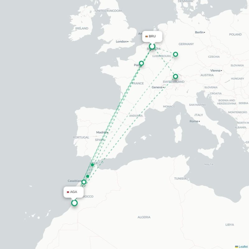 BRU - AGA route map