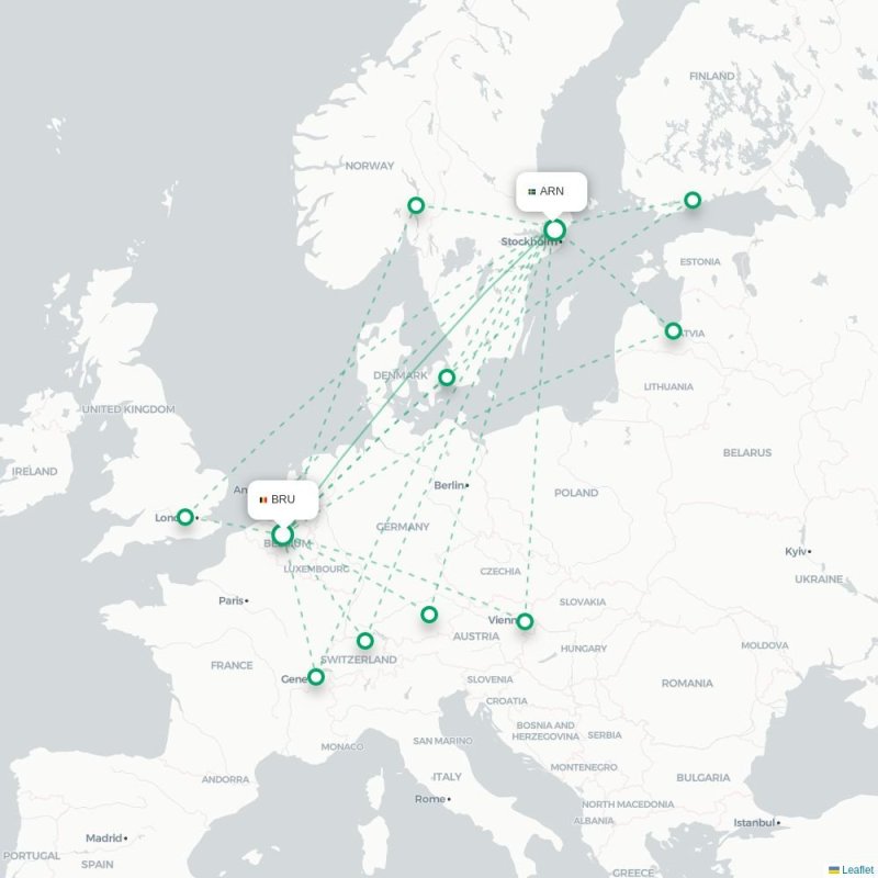 BRU - ARN route map