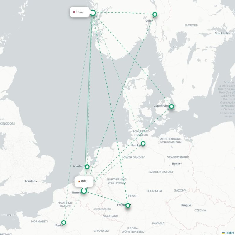 BRU - BGO route map